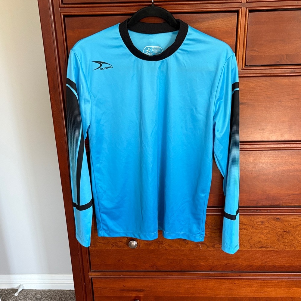 Blue Long Sleeve Goalie Jersey with Black Details
